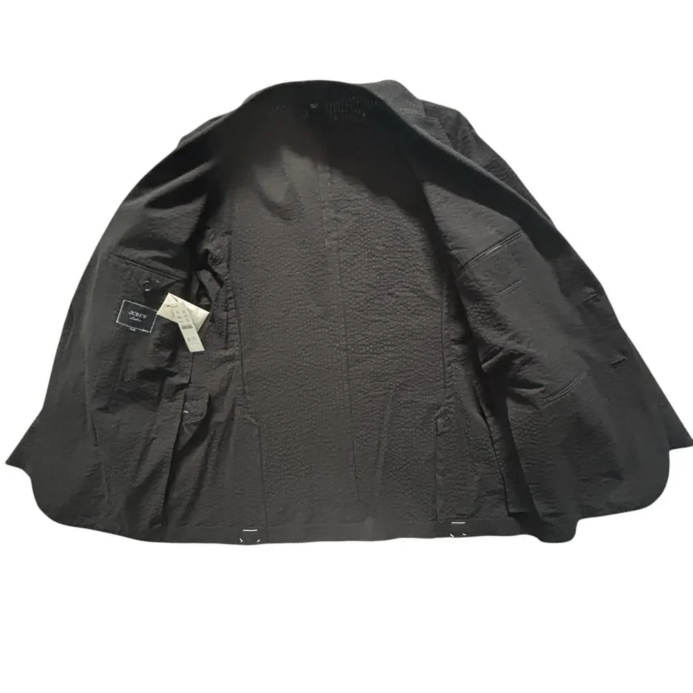 NWT J CREW LUDLOW BLACK SEERSUCKER SUIT SIZE 40